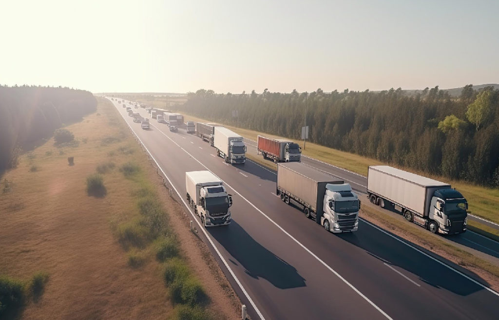 Samochody dostawcze na autostradzie. Zespół pojazdów ciężarowych – Uniter.pro, jako ułatwienie pracy. 